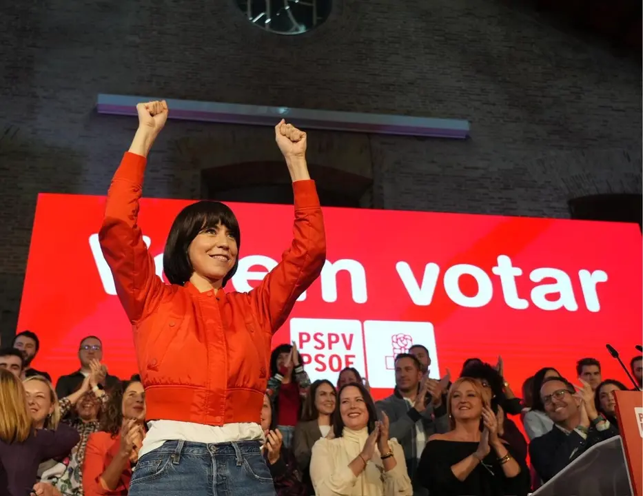 La secretaria general del PSPV y ministra de Ciencia, Innovaci&oacute;n y Universidades, Diana Morant, en el acto 'Volem votar' | PSPV