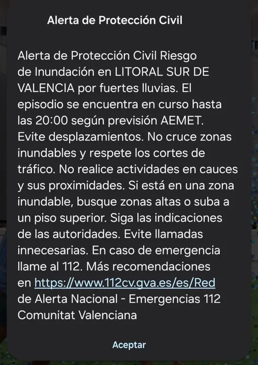 Mensaje enviado por el 112 | GVA 112