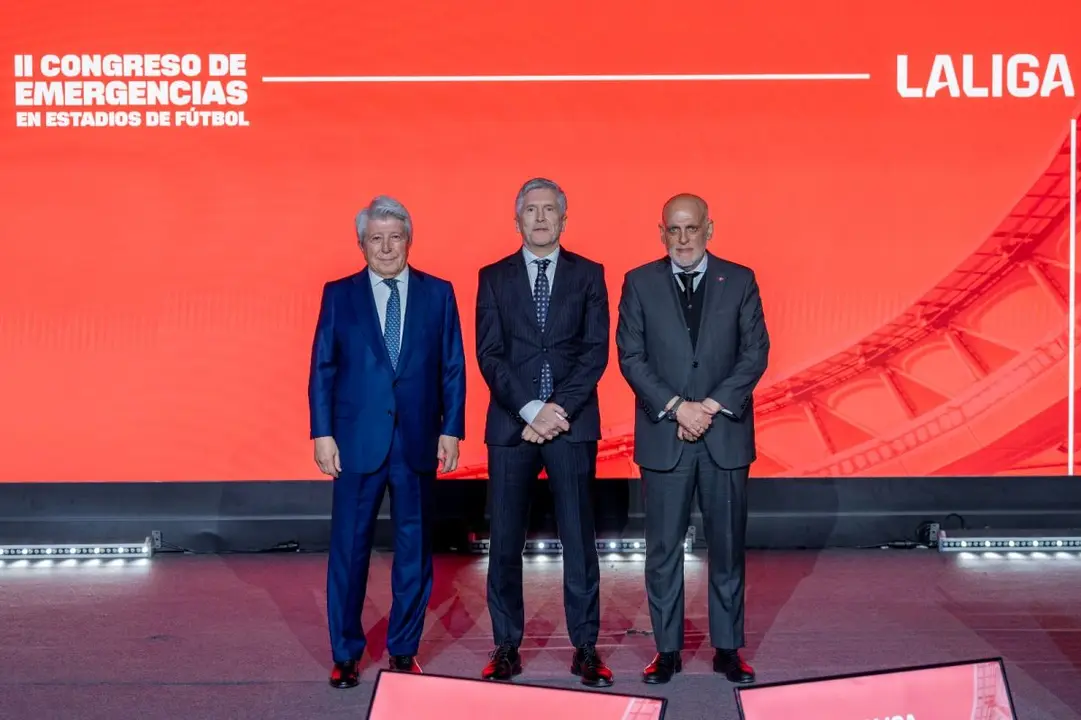 Enrique Cerezo, Fernando Grande-Marlaska y Javier Tebas | Foto de LALIGA