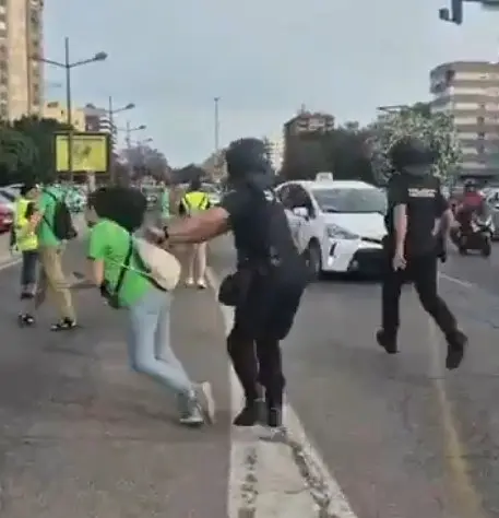 Denuncian la "brutal agresi&oacute;n" de un polic&iacute;a a una manifestante por la educaci&oacute;n p&uacute;blica en Val&egrave;ncia | TELEGRAM CCOO