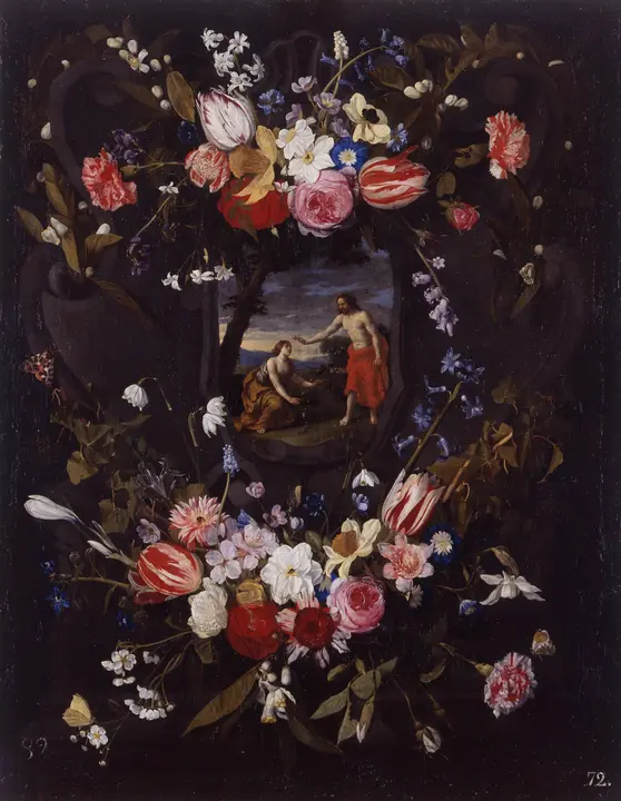 La obra 'Guirnalda de flores con el Noli me tangere'. | Europa Press.