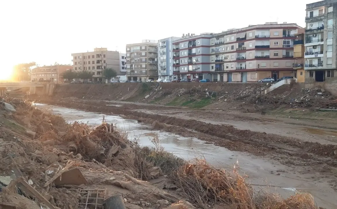 El barranco del Poyo a su paso por Paiporta. | Europa Press