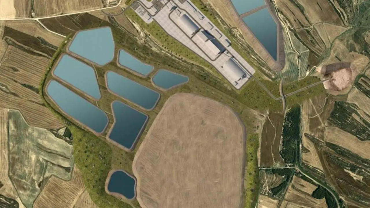 Vista cenital del emplazamiento del proyecto Mina Muga. - Geoalcali