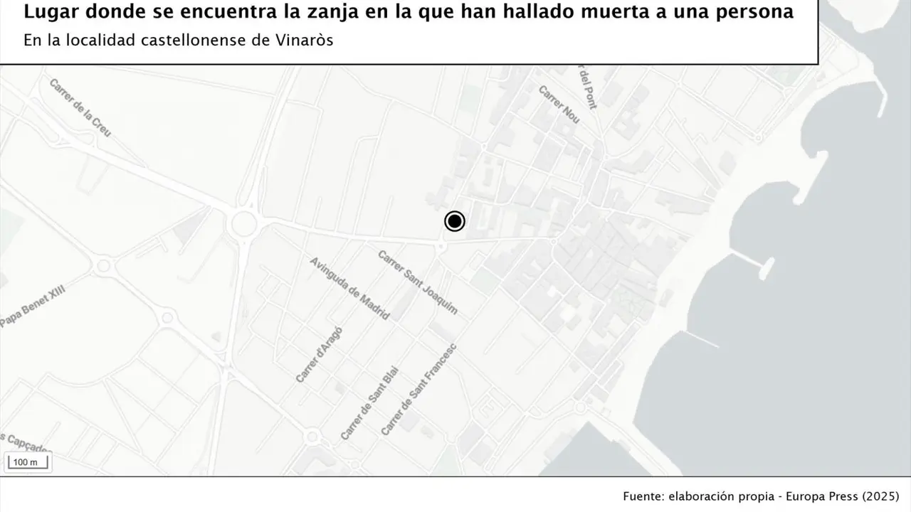 Lugar de la zanja donde ha sido hallado muerto un hombre. - ep