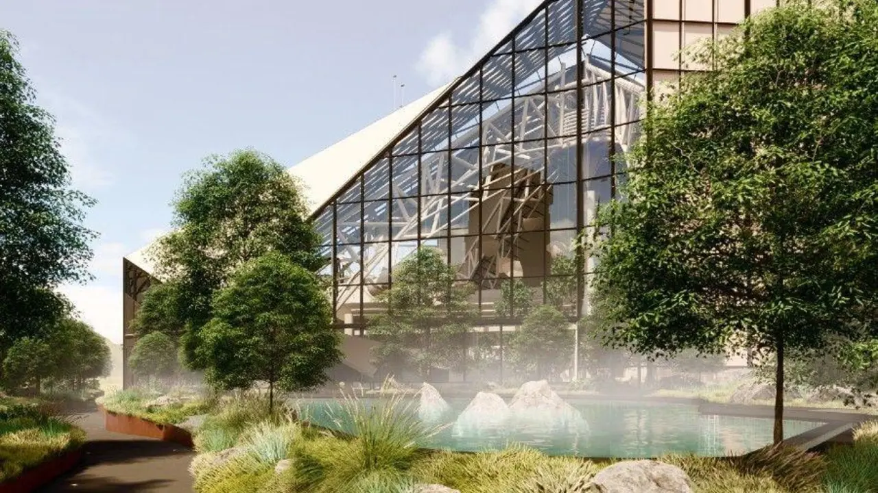 Exterior de las instalaciones Caldea en Andorra. - 