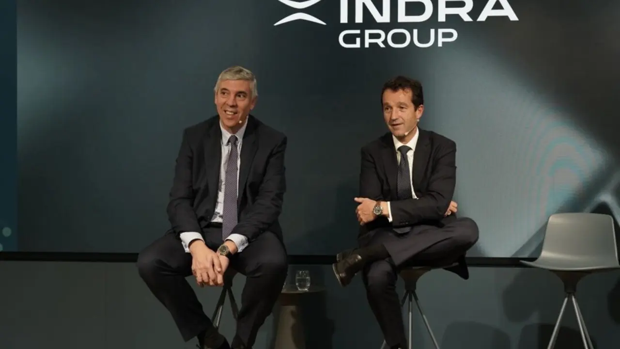 Responsables de Indra, en una de sus &uacute;ltimas comparecencias. | Indra