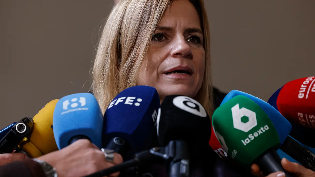 La delegada del Gobierno y secretaria de Igualdad del PSOE, Pilar Bernab&eacute;, atiende a los medios | ROBER SOLSONA - EUROPA PRESS