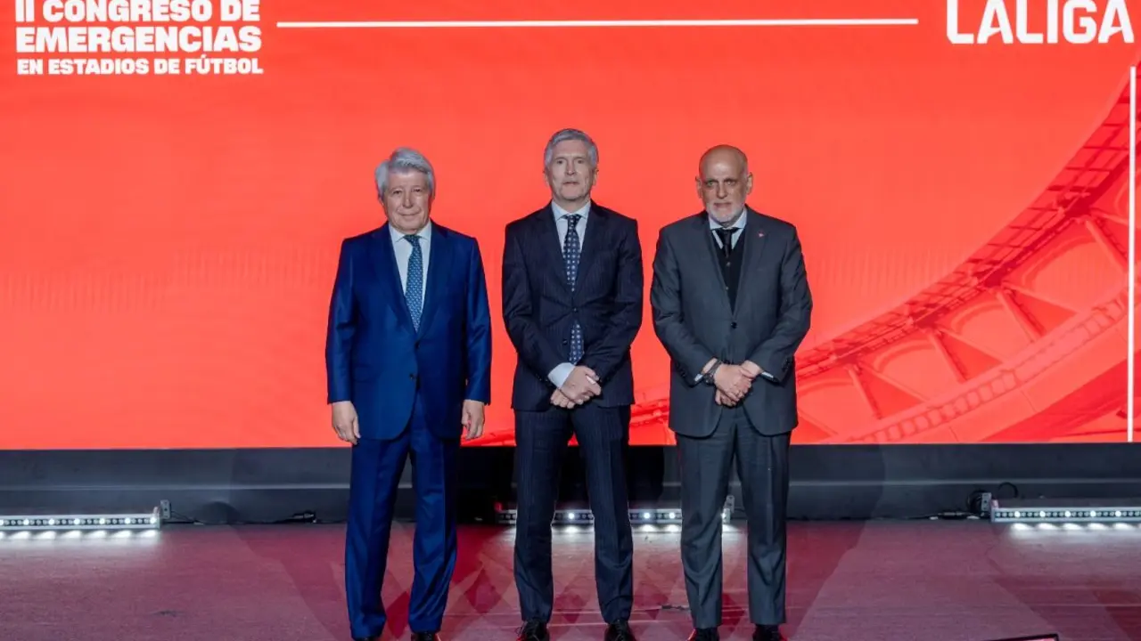 Enrique Cerezo, Fernando Grande-Marlaska y Javier Tebas | Foto de LALIGA