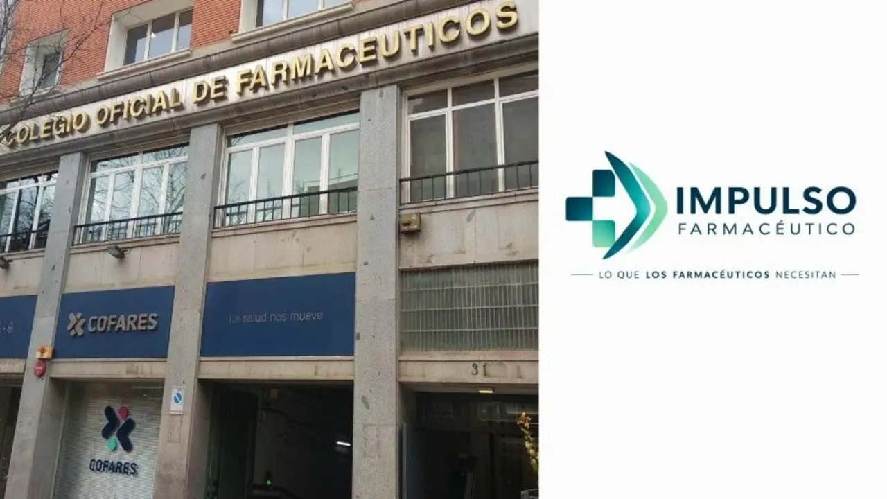 Fallada del Colegio Oficial de Farmac&eacute;utico y logo de 'Impulso Farmac&eacute;utico'