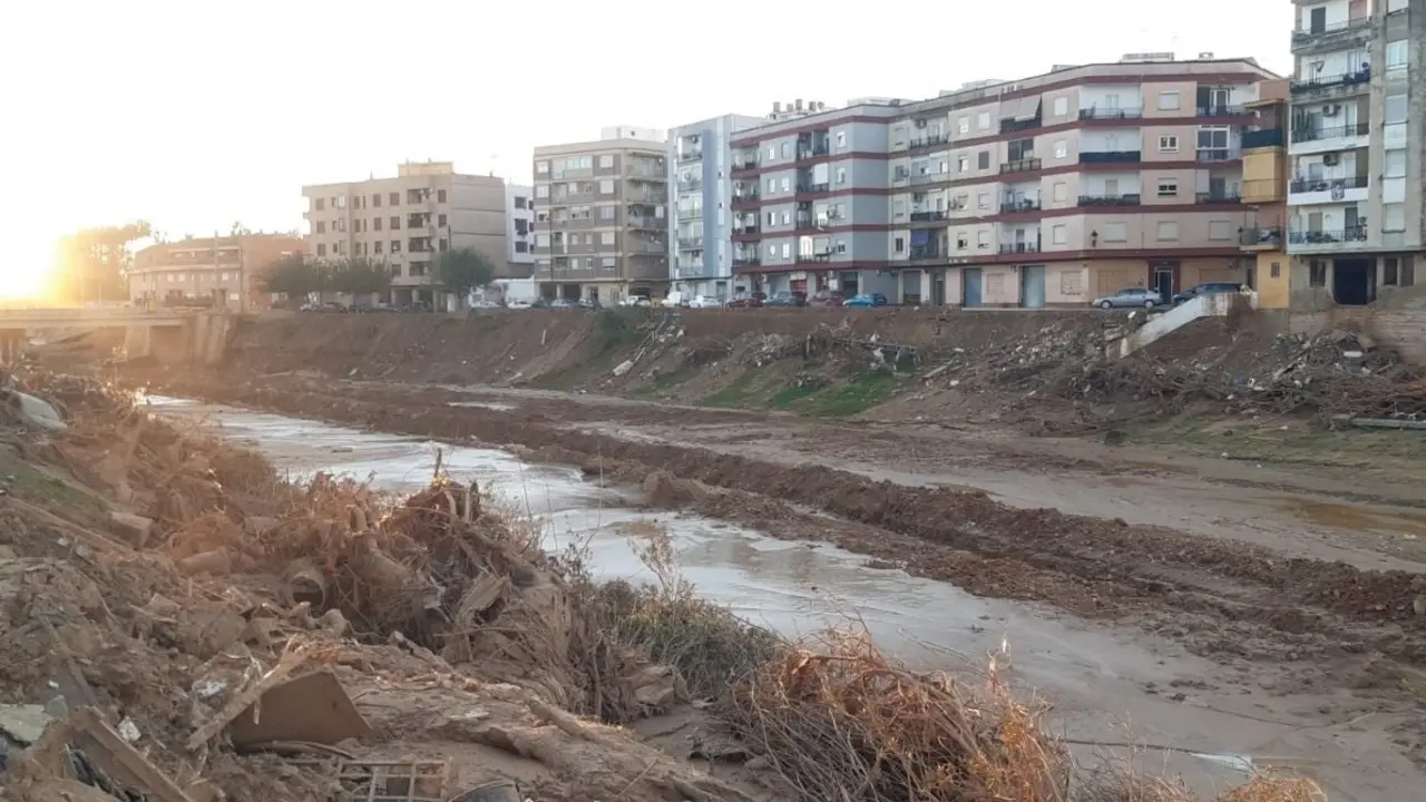 El barranco del Poyo a su paso por Paiporta. | Europa Press